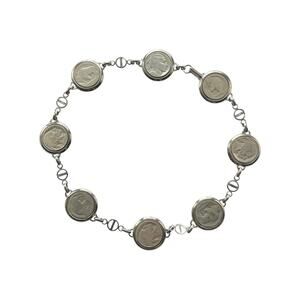 Vintage 8-Coin Buffalo Nickel & Silver Tone Stainless Choker Necklace 18”